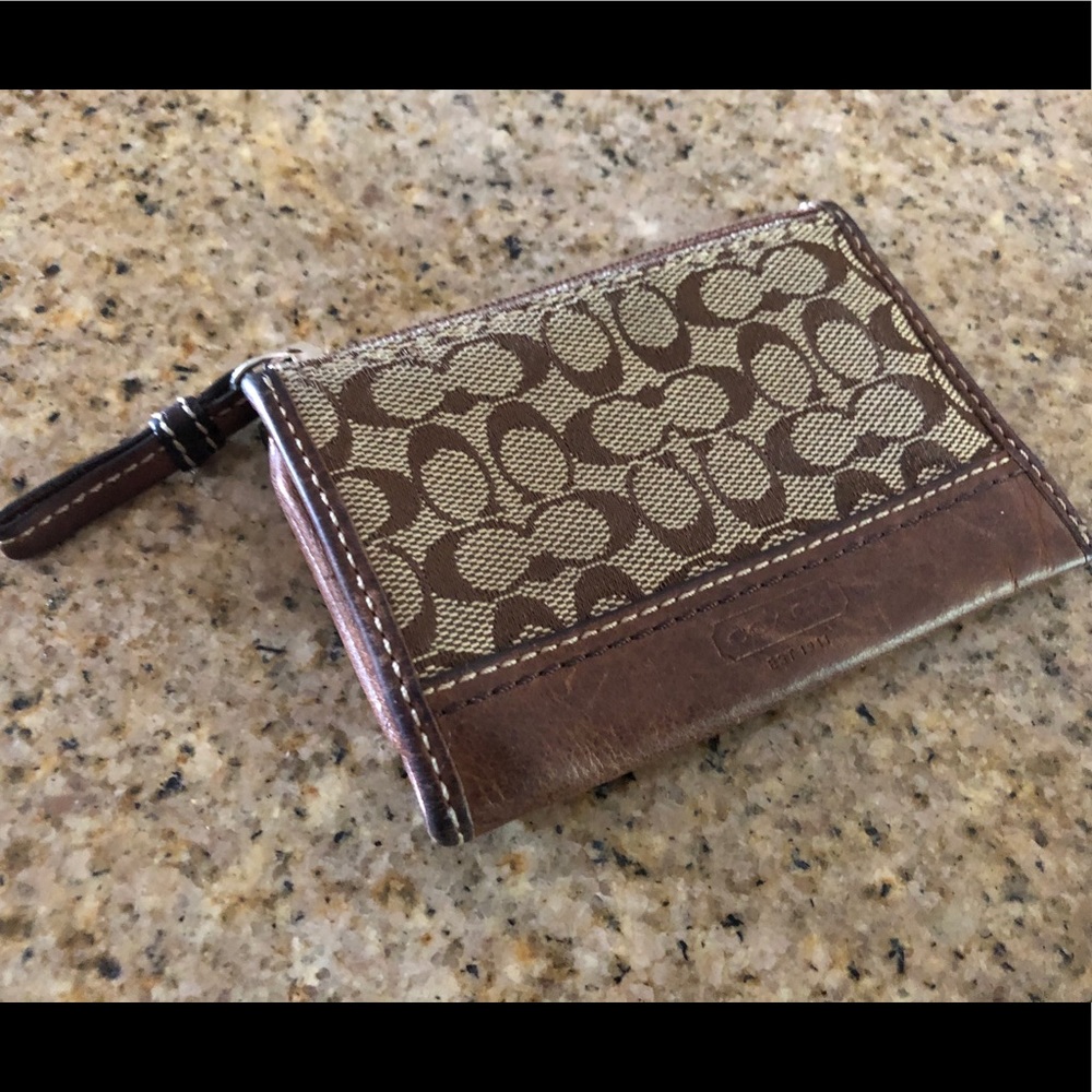 Coach Signature Canvas Leather Card Case Wallet